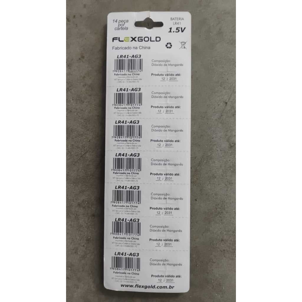 BATERIA BOTÃO 1.5V FX-LR41 (CARTELA COM 14 PEÇAS)