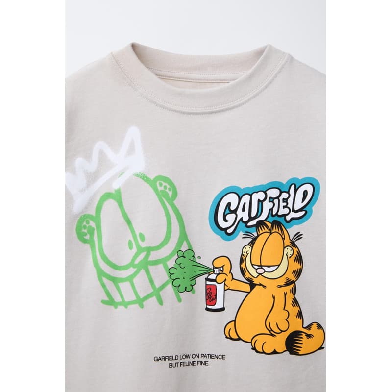 Camiseta infantil Garfield off white confortável, camiseta criança