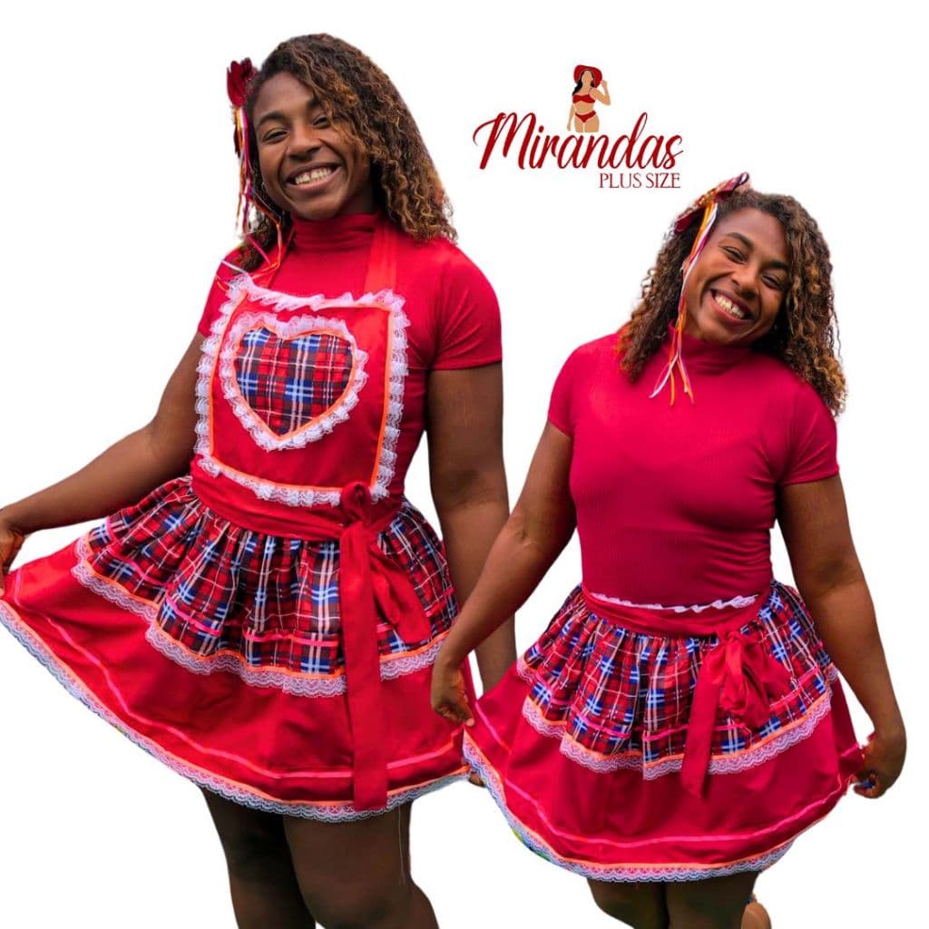 Vestido Avental 2 em 1 festa junina Plus Size do 42 ao 70 Vira saia Ajustavel