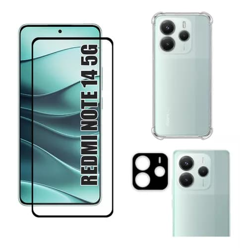 KIt Pelicula Vidro 3D Xiaomi Note 14 5G  + Capa Capinha Anti Shock + Pelicula Camera 3D