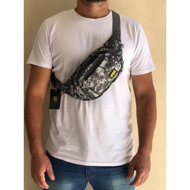 Pochete de ombro e cintura pochete bag c/4 bolsos pochete motoboy