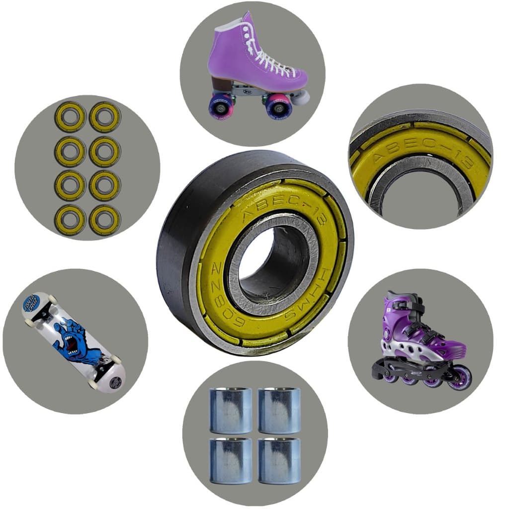 Kit 8 Rolamento Todos Abec 5 7 9 11 13 15 Skate Patins In Line Quad + 4 Espaçadores