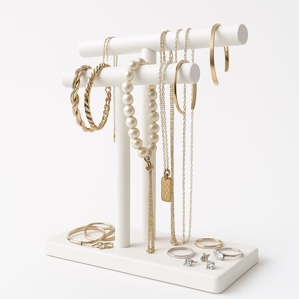 Suporte Para Colares Pulseiras Brincos Bijuteria Com Base Estável Estilo Minimalista Para Quarto Ou Vitrine 25cm