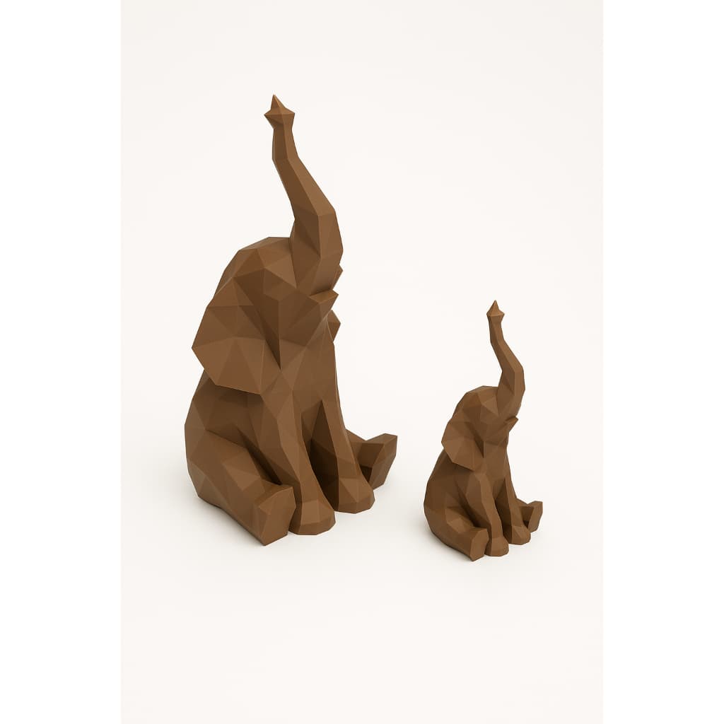 Escultura De Elefante Sentado Em Estilo Low Poly Para Estante Mesa Ou Sala Decorativa 17cm Ou 10cm