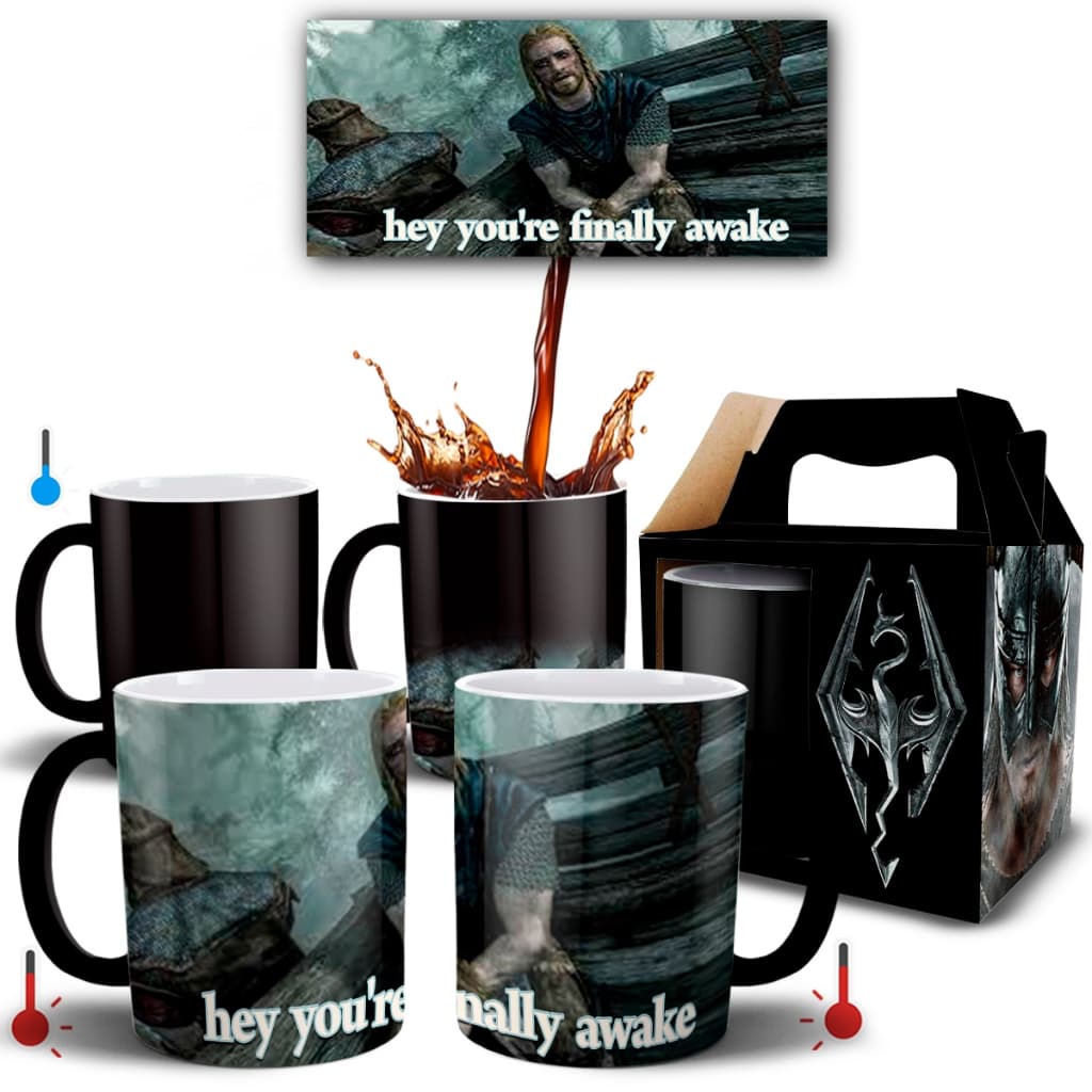Caneca Mágica Game Skyrim hey you're finally awake