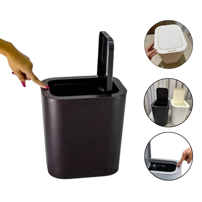 Lixeira Inteligente 12L Tampa Click Sistema Push Refil de Saco Automática Banheiro Cozinha Escritório Casa Moderna