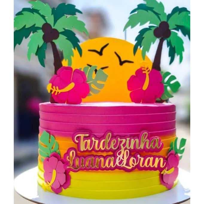 Topo /Topper de bolo Tardezinha rosa Personalizado