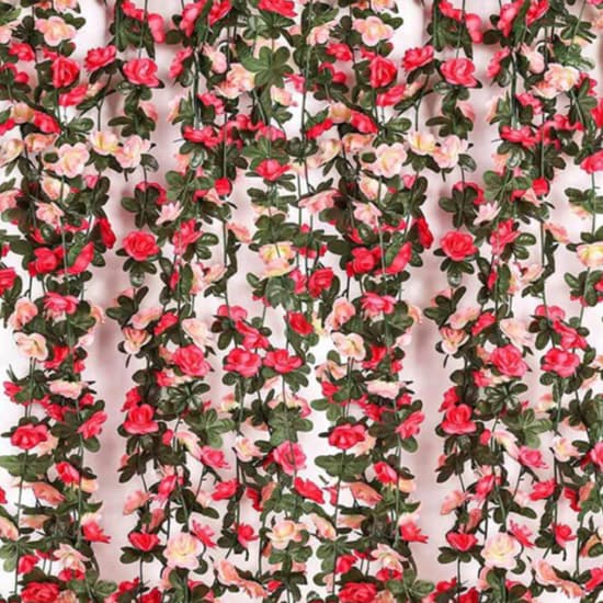 Corrente de Rosas e Folhagem Artificial para Decoração de Parede - TF802442