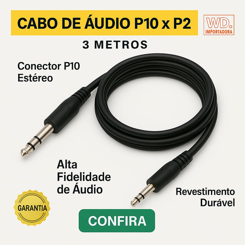 Cabo P10 X P2 Stereo 3 metros