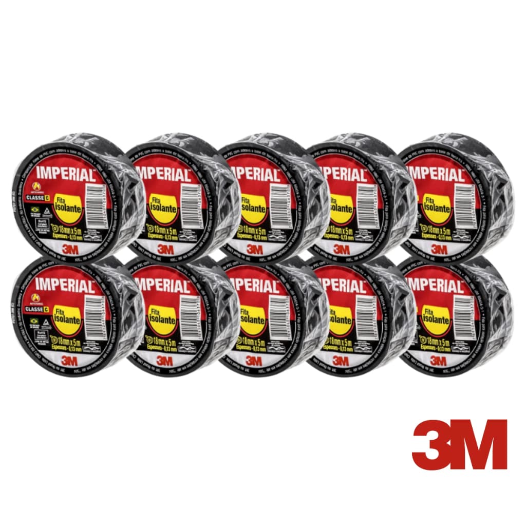 Kit Com 10 Fita Isolante 5mts 0,13mmx18mm Imperial 3M