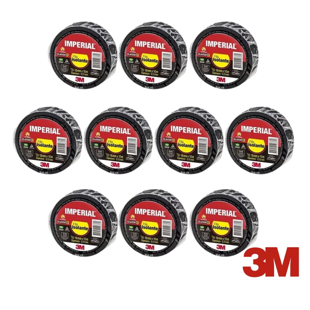 Kit Com 10 Fita Isolante 10mts 0,13mmx18mm Imperial 3M