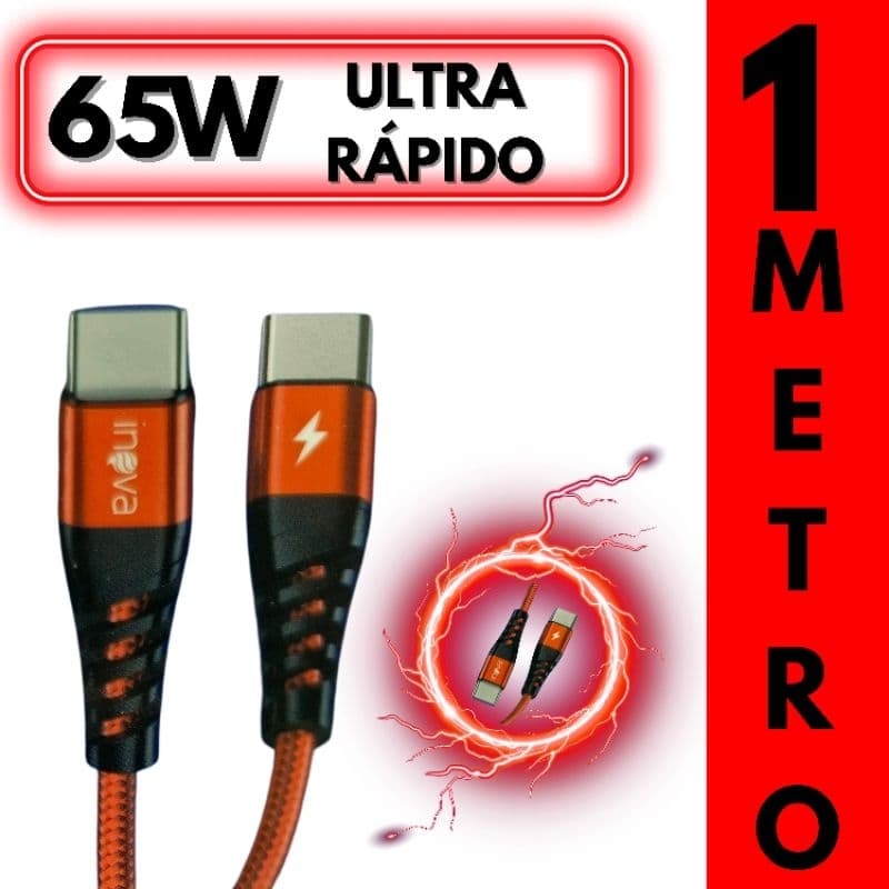 Cabo Carregador ultra Rápido Android Iphone - USB-C TIPO-C