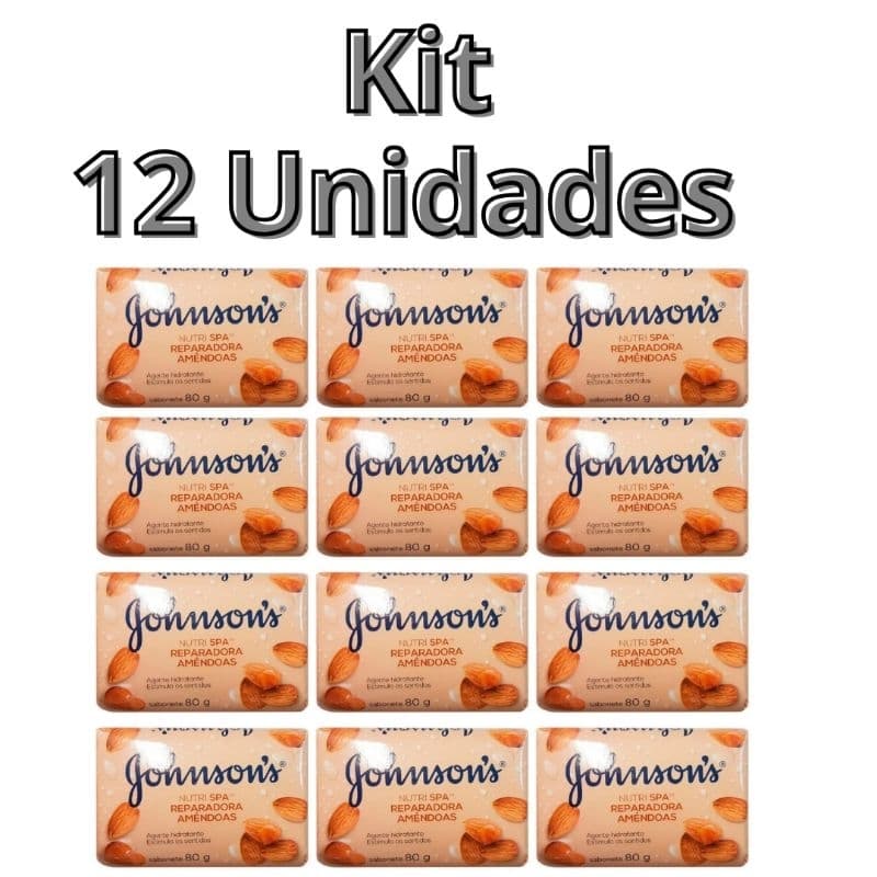 Kit 12 Sabonetes Johnsons Barras Sólido Amêndoas ou Romã ou Rosas e Sândalo e Lavanda 80g
