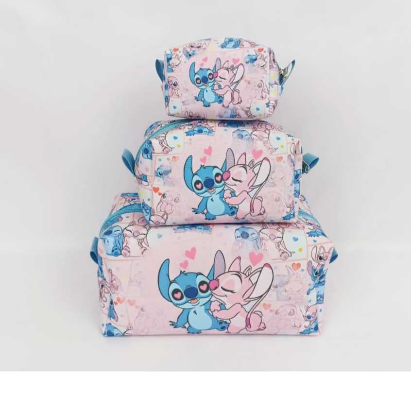 Kit c/3 und. Necessaire Lilo Stitch Porta moedas Bolsa do Stitch Organizadores