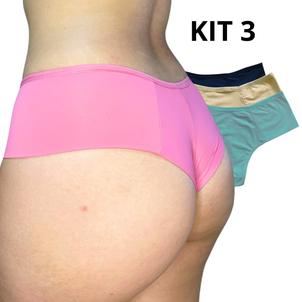 Kit 3 Calcinha Cós Alto Plus Size Calcinha Fio Duplo Reforçada Modeladora Calcinha Plus Microfibra