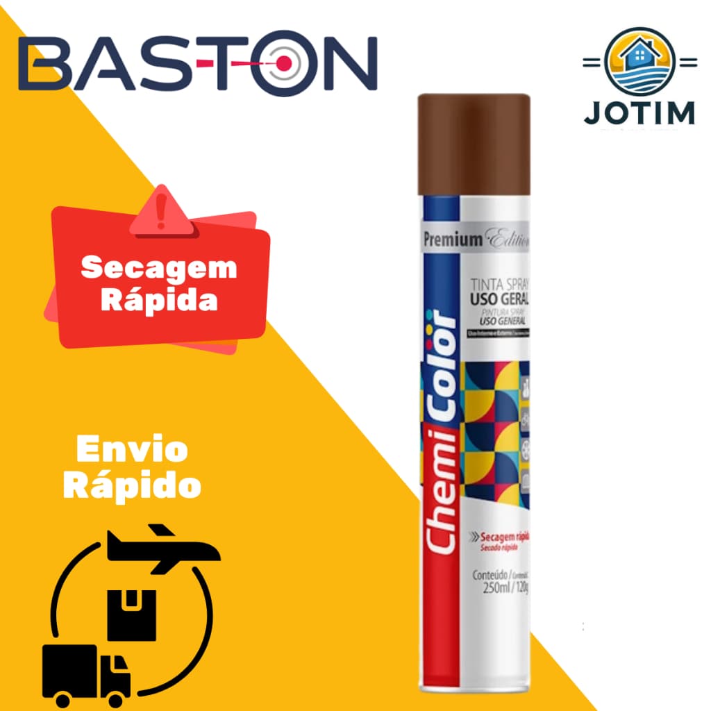 Tinta Spray Uso Geral Marrom Baston 250ml Seca Rápido Alta Cobertura Fácil de aplicar