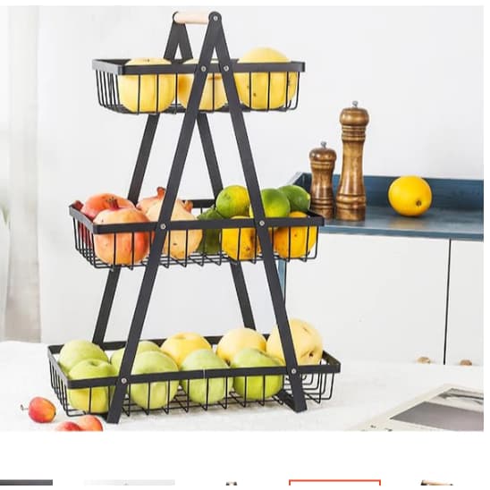 Fruteira de Mesa Aramado 3 ou 2 Andares em Metal Organizador Multiuso Frutas Legumes