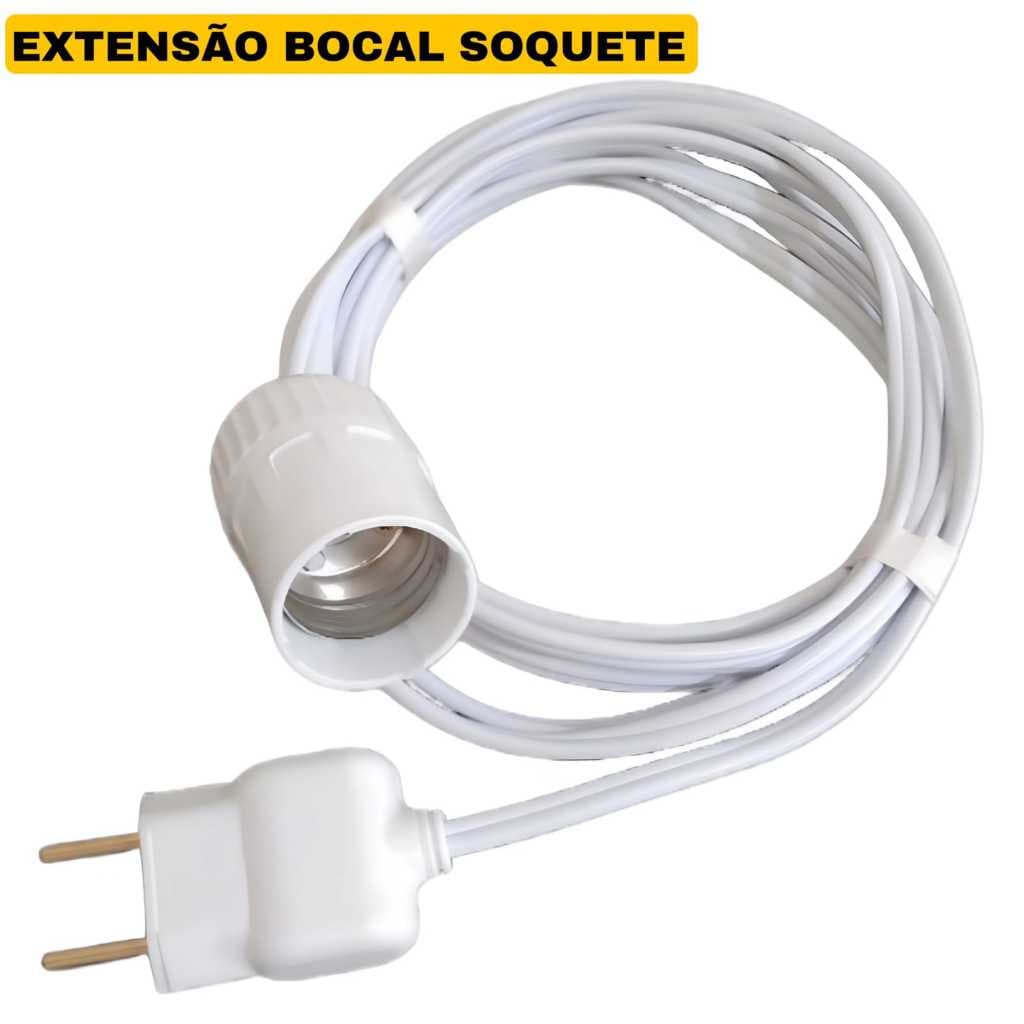 Bocal com Extensão Soquete com Rabicho para Lâmpadas E27 Extensor para Tomada