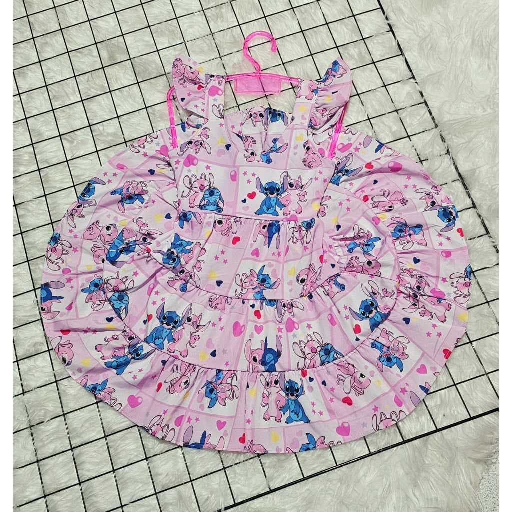 Vestido Stitch Longo Estampado – Cores Vibrantes – Moda Feminina - Infantil