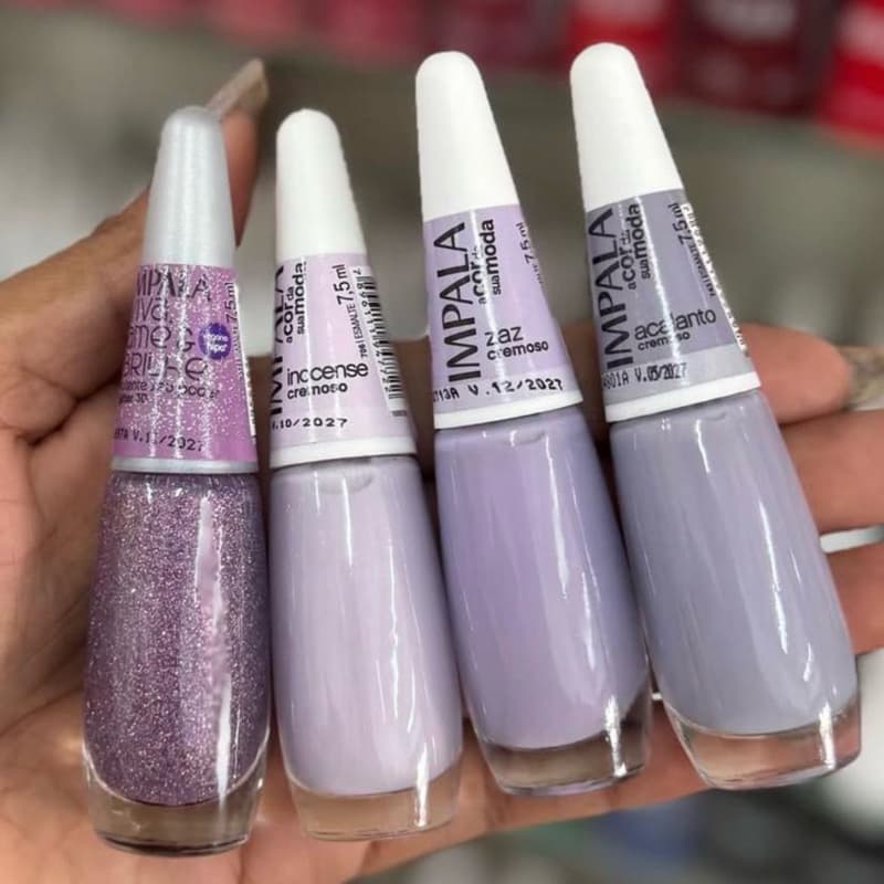 Kit 4 Esmalte Impala Tons de Lilás , Ostente Seu Poder , Inocense , Zaz e Acalanto