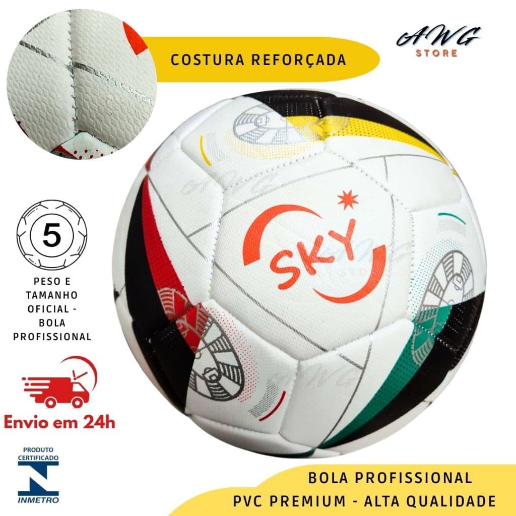 Bola de Futebol Profissional PVC Premium Campo Quadra Resistente Oficial