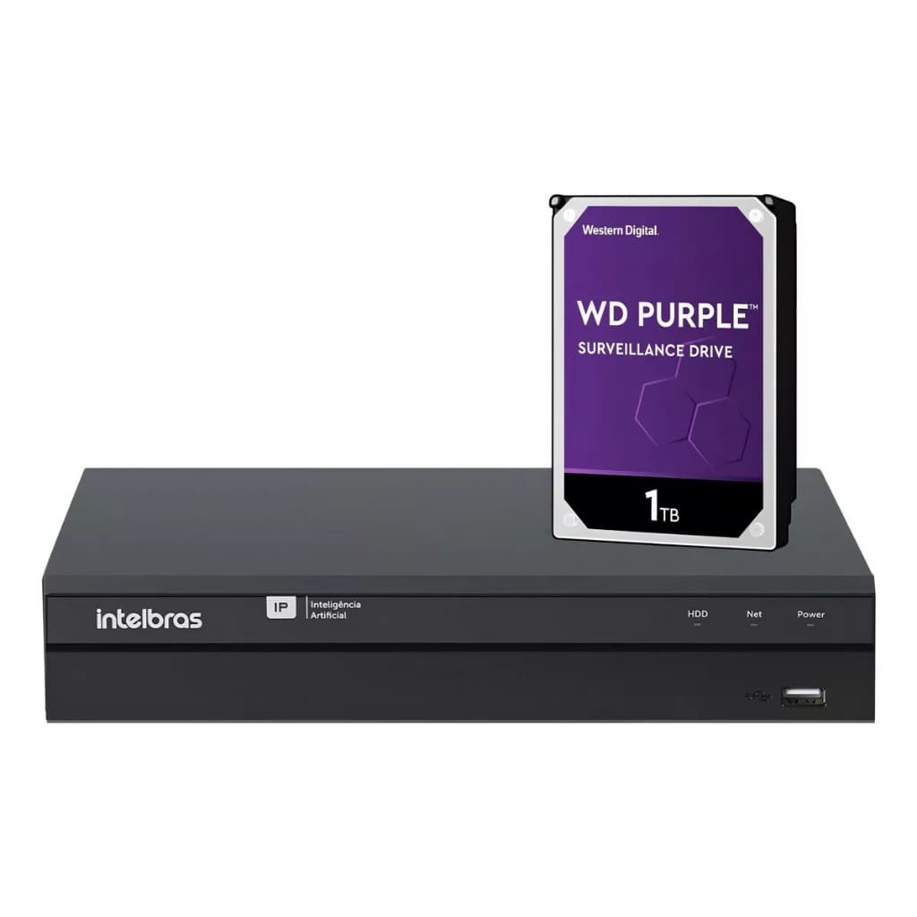 Gravador Ip Nvr 4k Invd 1016 Intelbras C/ Hd 1tb Wd Purple