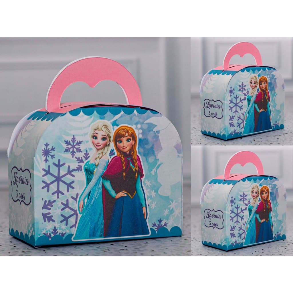 Maletinha FROZEN da ANA  e ELSA  Lembrancinha Personalizada para Festa Infantil - Pegue e Monte