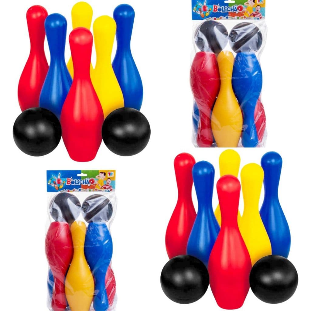 Jogo de Boliche Grande Jogar com a Família 12 Pinos 28cm 4 Bolas 10cm Diversão em Família e Amigos