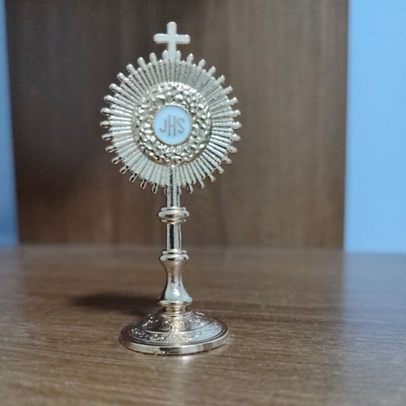 OSTENSÓRIO METAL TAM. 6 CM DECORATIVO C/ BASE LINDO!