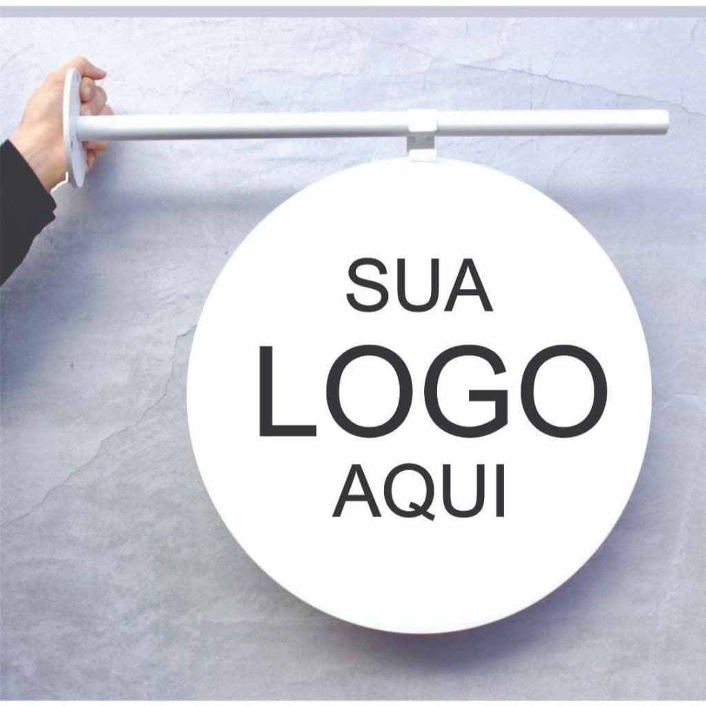 Placa Painel Dupla Face Redonda para Fachada Personalizada sua Logo Loja Comércio