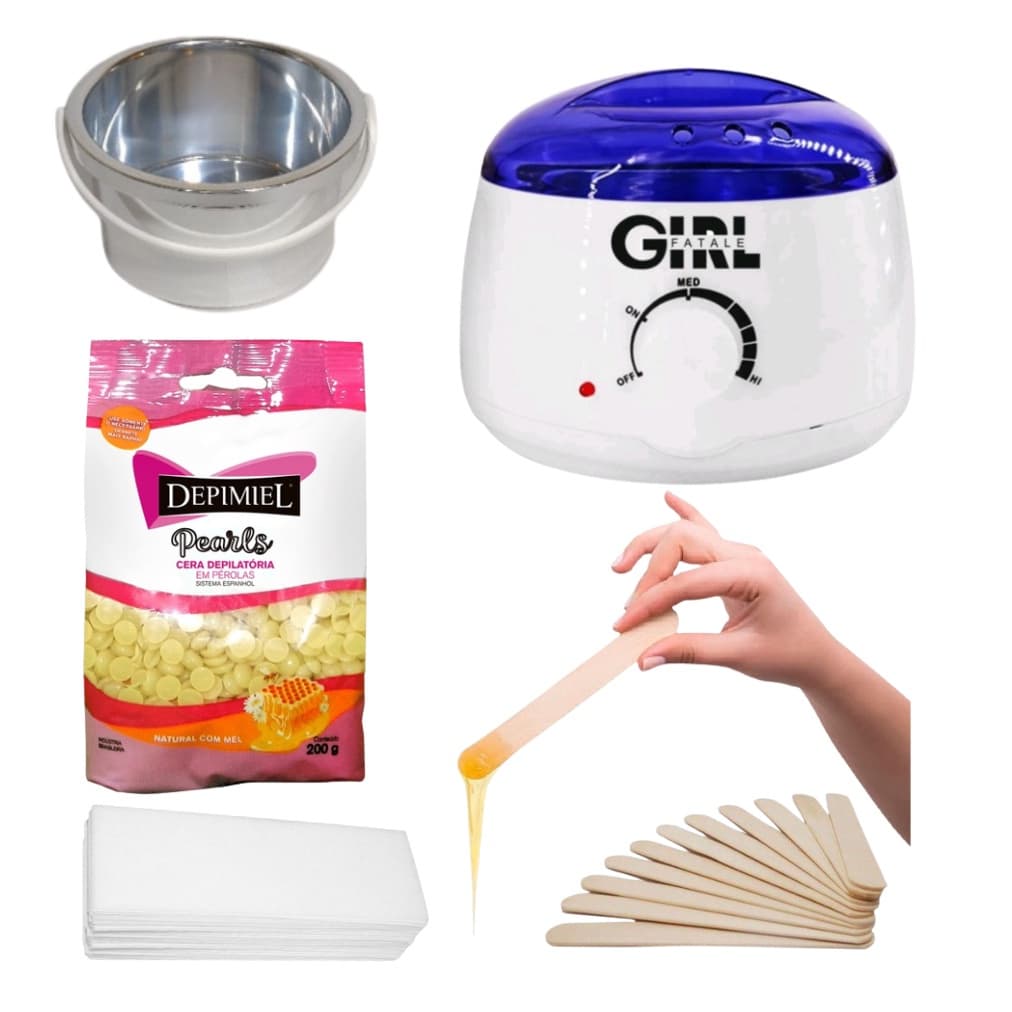 Kit Aquecedor Cera Quente Panela Eletrica + 1 Pct Cera Perolada 200g