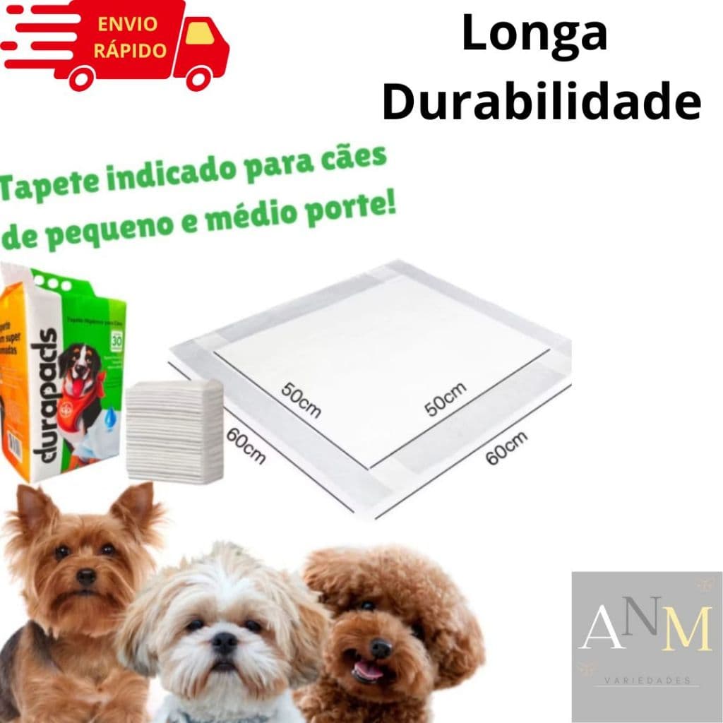 Tapete Higiênico Para cães e Gatos Durapads Alta Absorção Com Fita Que Fixa No Chão