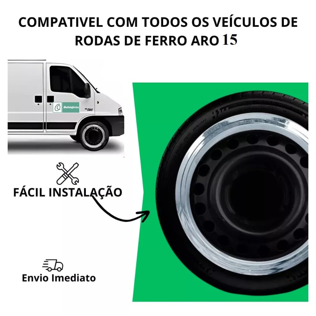 Sobre Aro Cromado para Rodas de Ferro Universal - ARO 15'