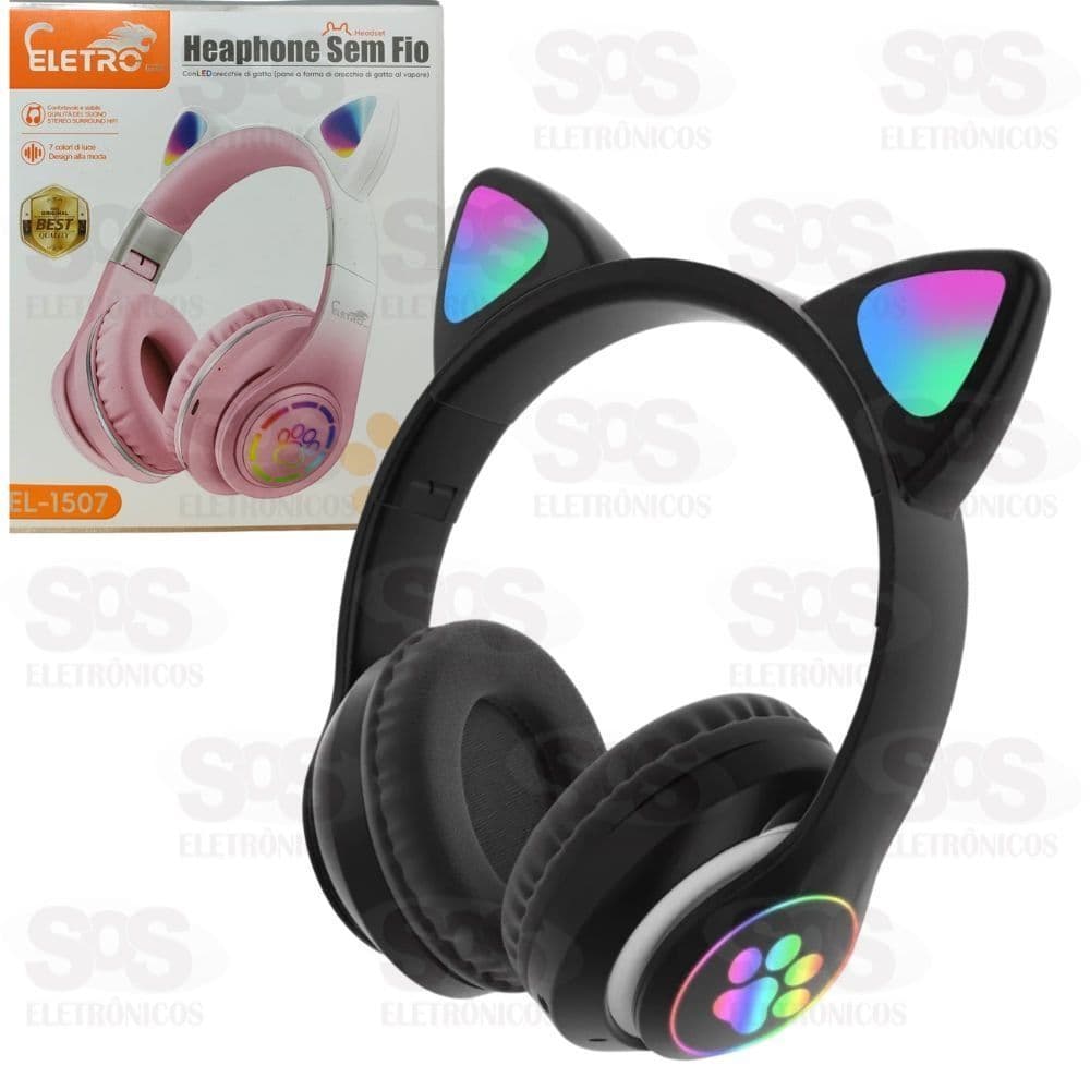 Fone De Ouvido Sem Fio Orelha De Gatinho RGB Eletro Mex EL-1507 ´Dragão