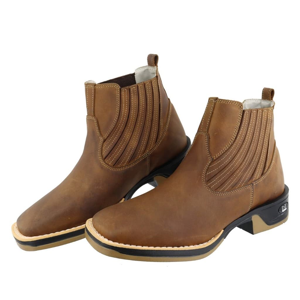 Botina Masculina Couro Resistente Legítimo Moda Country Rodeio Roça Robusta Durabilidade Conforto