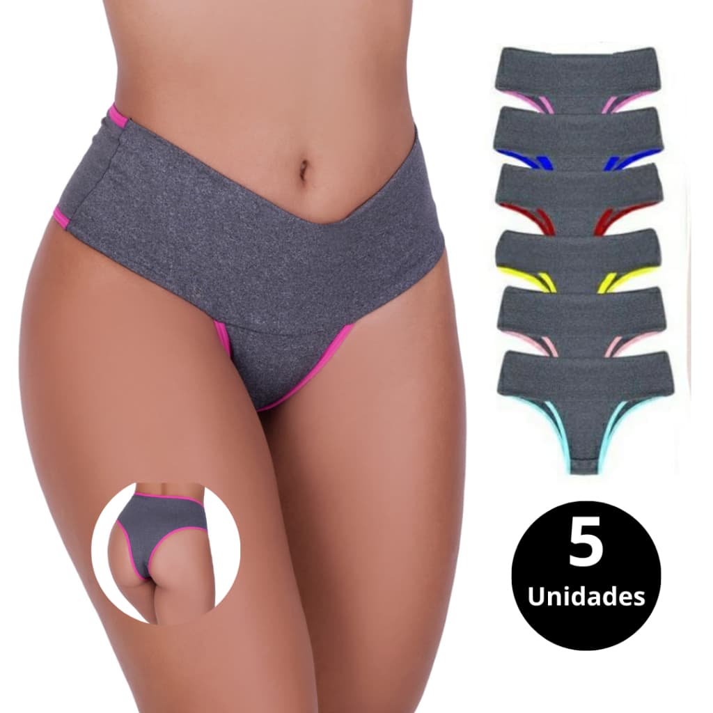 Kit 5 Calcinhas Fitness Cós Alto Calcinha Seca Barriga Calcinha Cós Alto Com Alta Compressão