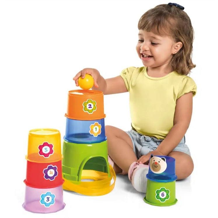 Brinquedo de Empilhar Didático Bebê Infantil Baldinho Maluco TaTeTi