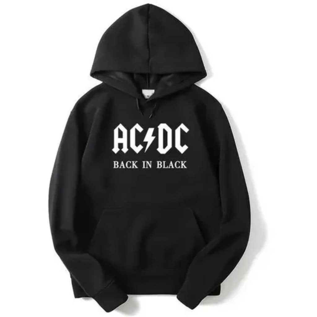 Moleton Ac Dc Back In Black Banda Rock -Casaco Quentinho Feminino E Masculino - Envio Rápido
