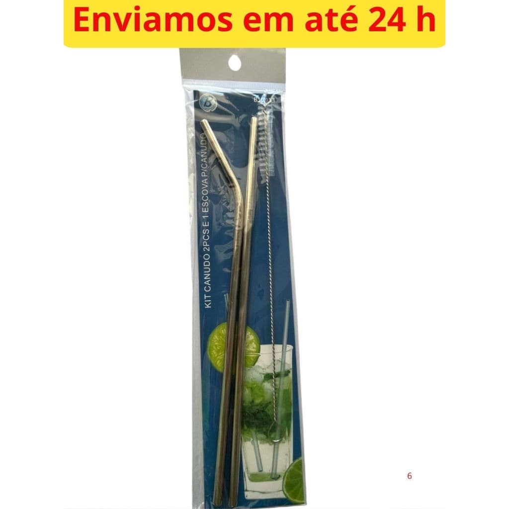 KIT CANUDO REUTILIZAVEL INOX (1 RETO/ 1 CURVADO) + ESCOVA HIGIENICA