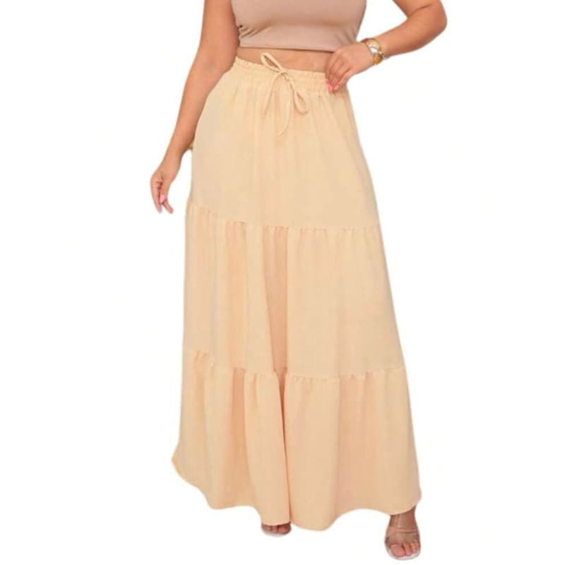 Saia Longa 3 Marias Feminina Duna Cintura Alta Moda Evangélica Elegante e Confortável