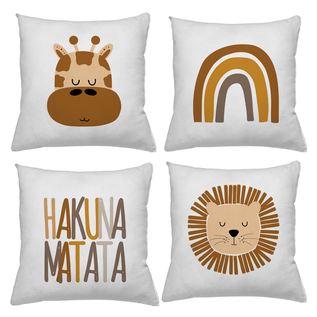 KIT 4 CAPAS DE ALMOFADAS DECORATIVAS SAFARI HAKUNA MATATA BOHO CHIC TAMANHO 45X45