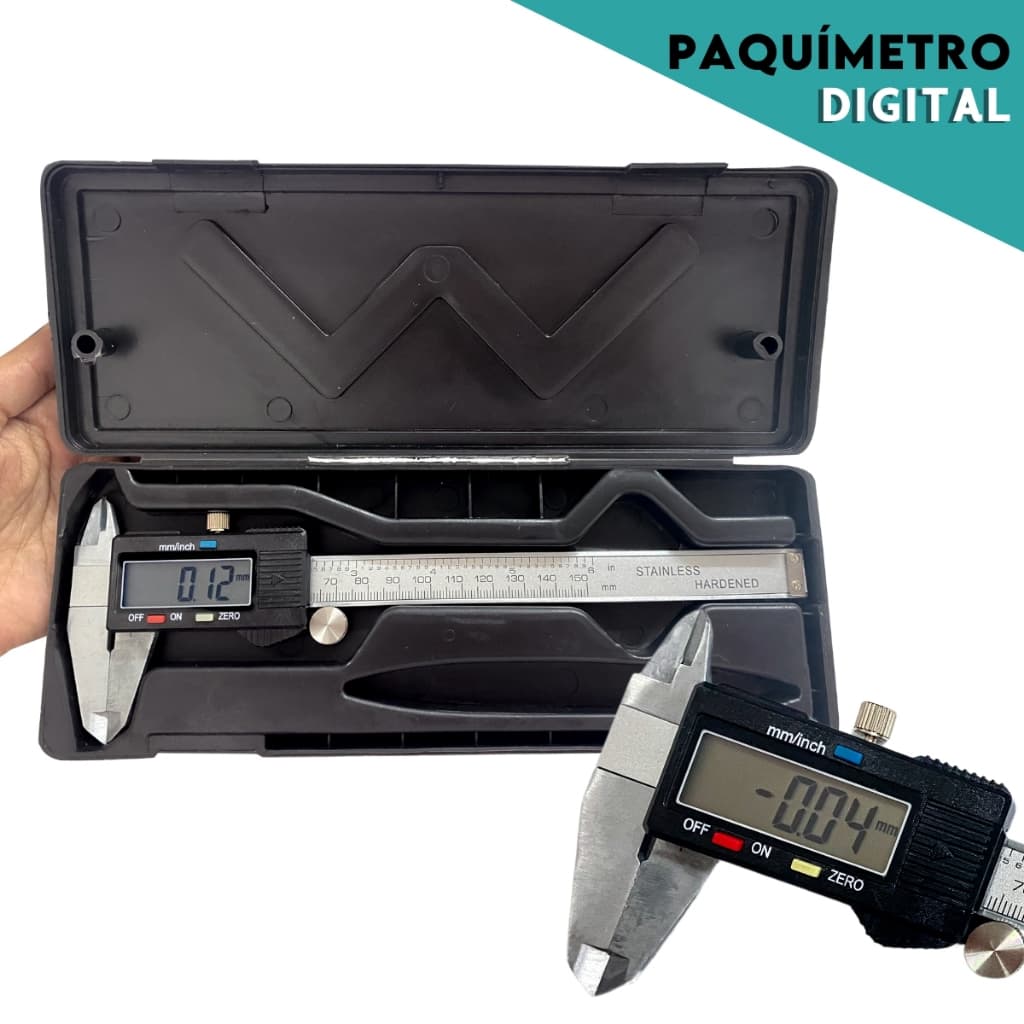 Paquímetro Digital Inox Universal Ferramenta Profissional Com Bateria Extra e  Estojo 150mm - SHEFA