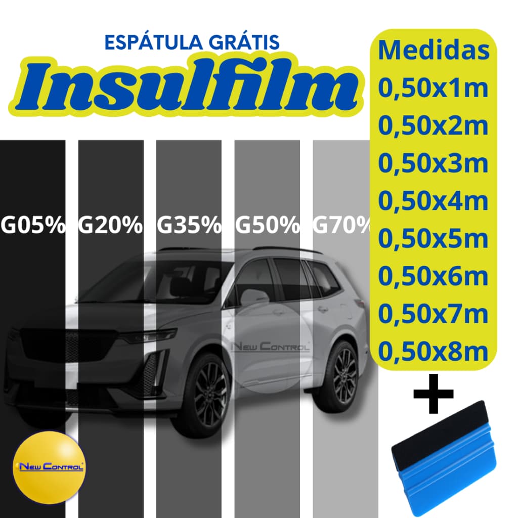 Película Insulfilm Automotiva Residencial vidros Janela Portas Blindex G5 G20 G35 + Espátula Grátis