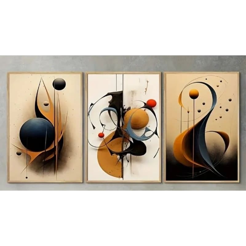3 Quadros Decorativos 60X40 Sala Quarto Cozinha Escritório Tela Minimalista