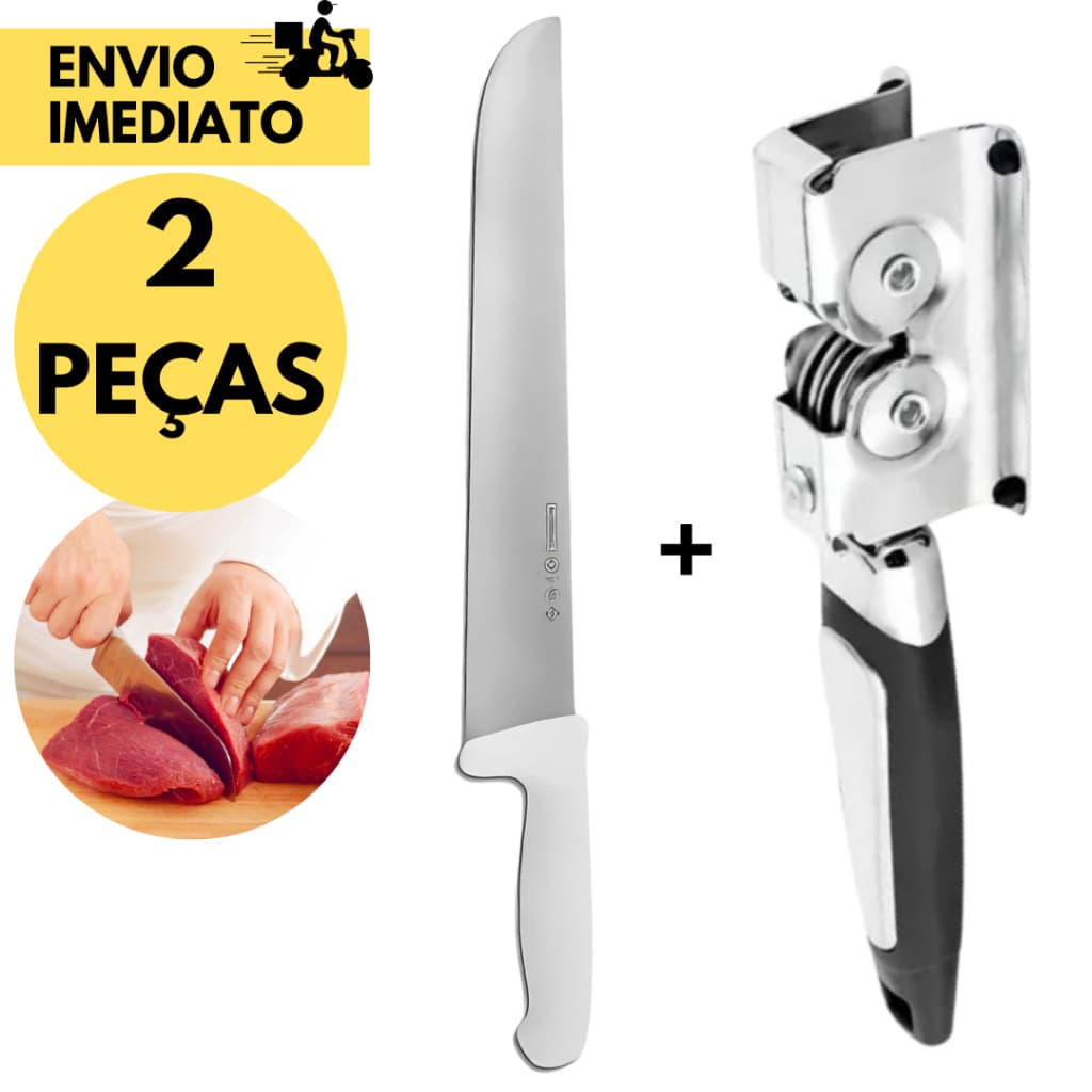Kits 2  ou 1 Faca Profissional Top Chef 10" e 1 Amolador p/ Afiar Facas ou apenas Afiador de Facas