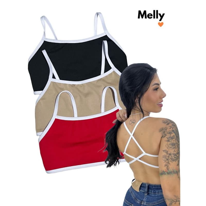 Kit 3 top transpassado BICOLOR costa nua cropped fitness academia dia a dia blogueira casual sem bojo