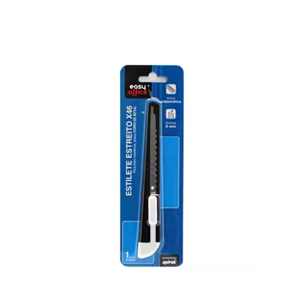 Estilete profissional em metal, lâmina 9mm para cortes perfeitos e serviços.