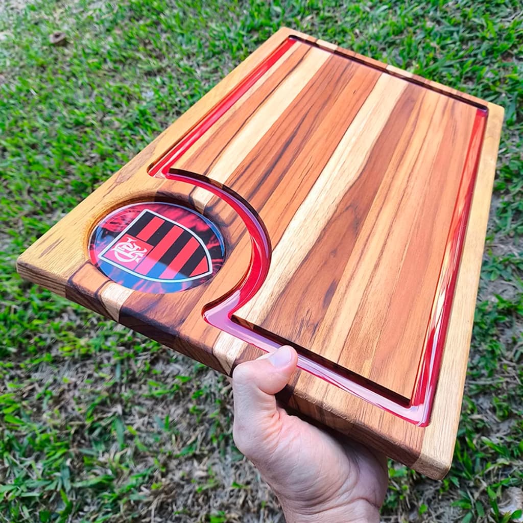 Tabua para Churrasco Premium Resinada - Teca 50x30 cm Clubes Futebol