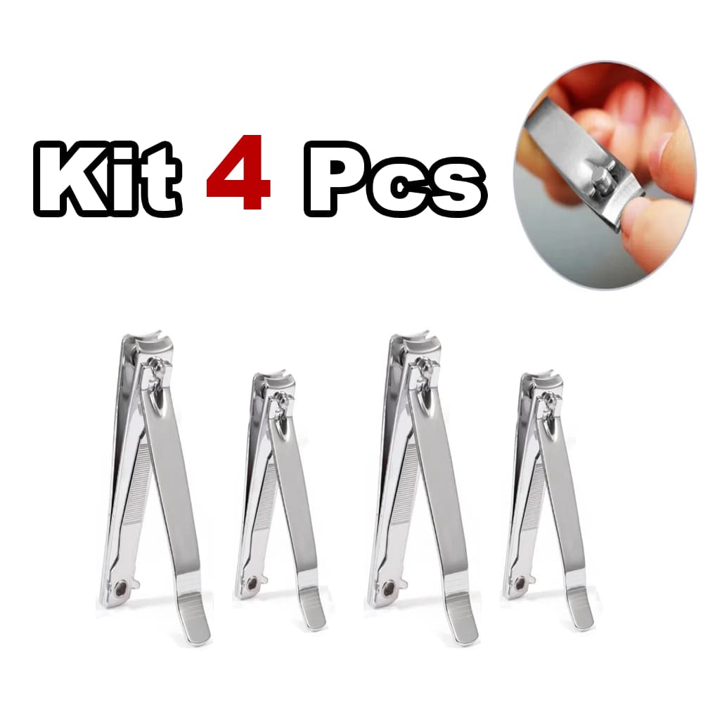 Kit 4 Pçs Cortador De Unha Grande Com Lixa Aço inox Manicure Pedicure