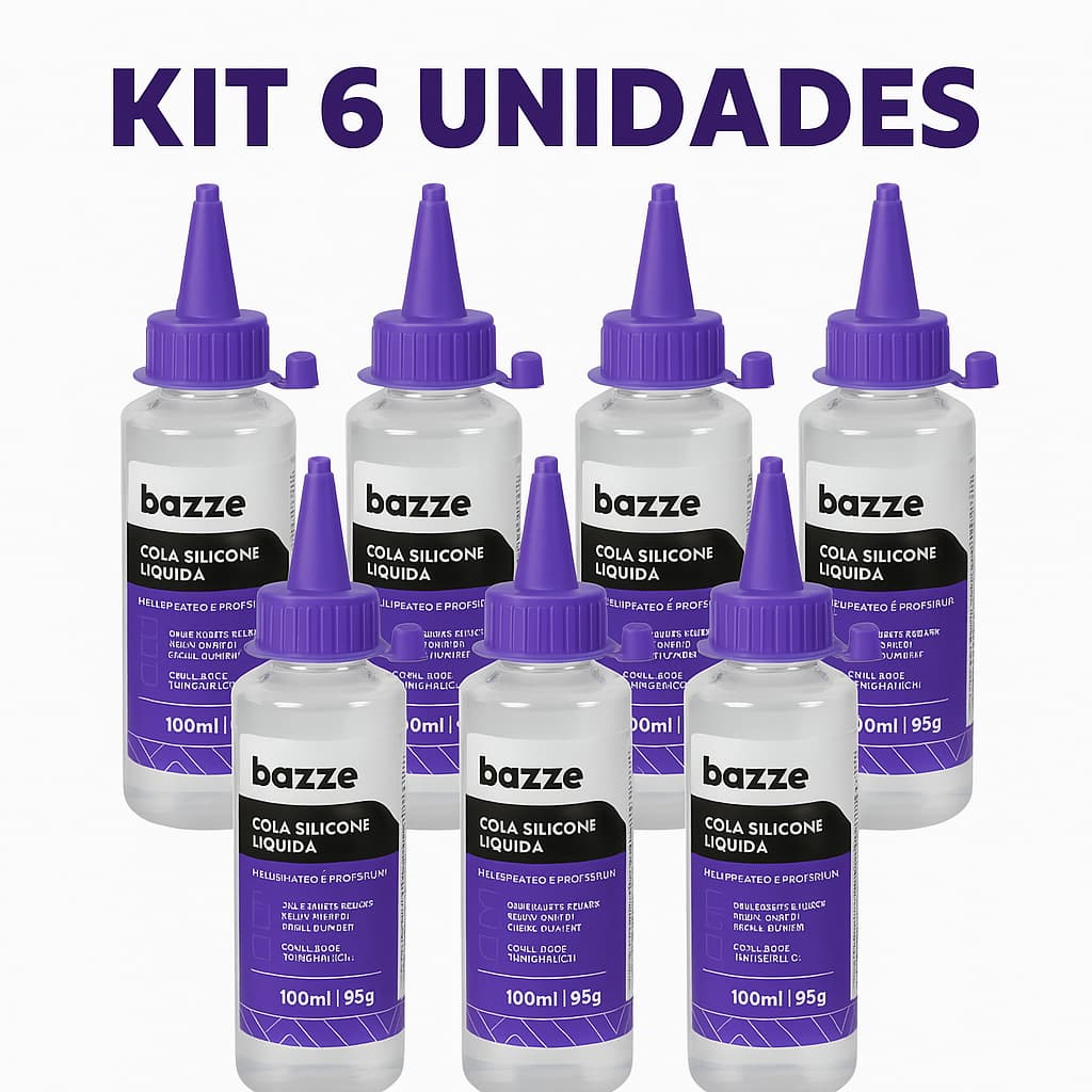 Cola Silicone Líquida 100ml Kit 6 ou 1 Bazze Artesanato Papel EVA Madeira